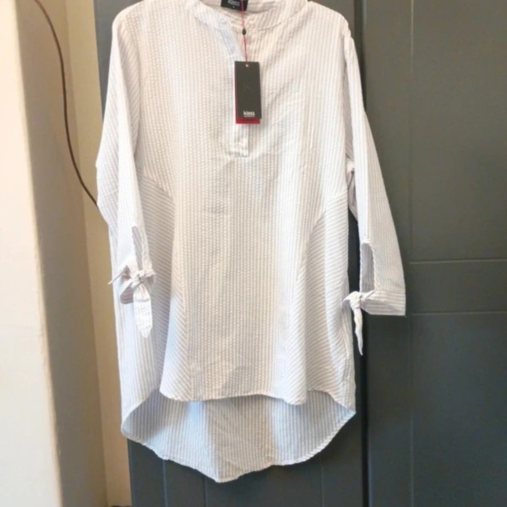 Levi's Women's White Striped Button Down Shirt